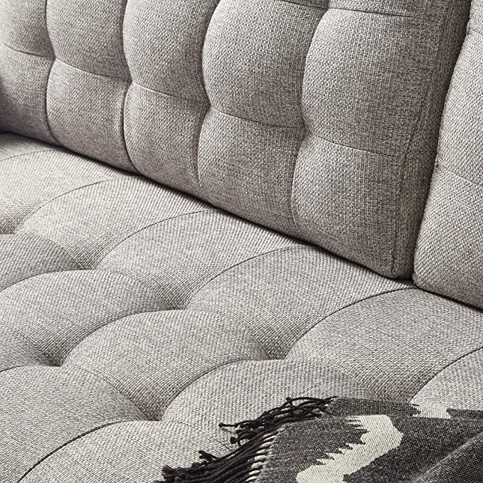 ZINUS Benton Loveseat Sofa / Grid Tufted Cushions / Easy, Tool-Free Assembly, Soft Grey