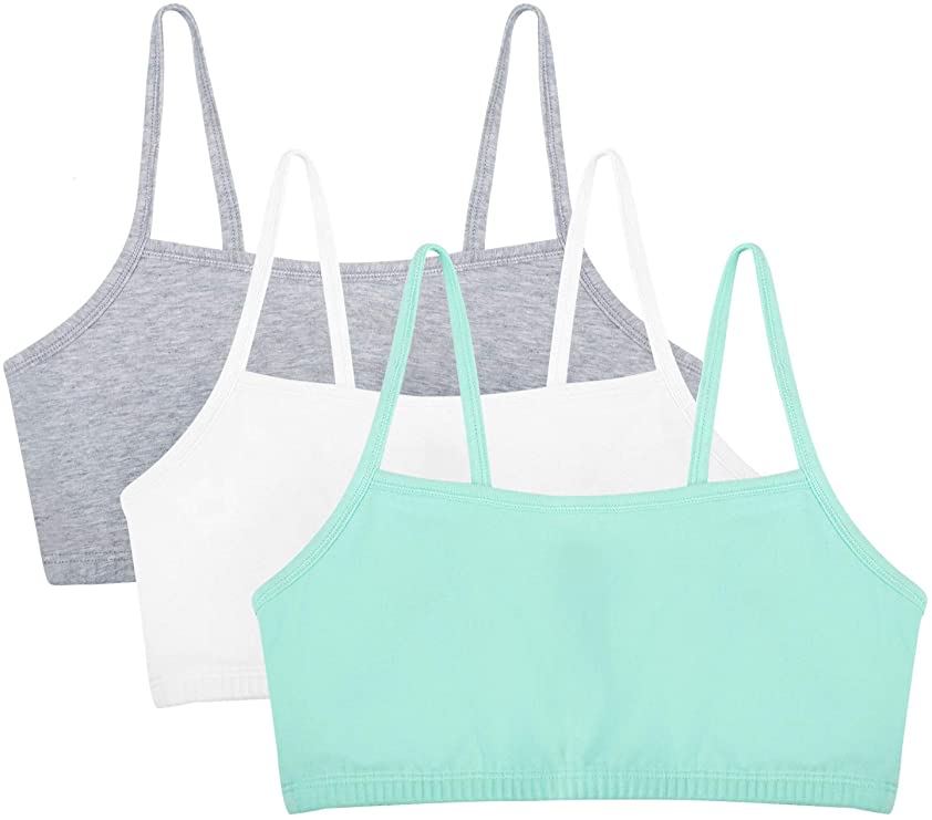  Fruit Of The Loom Womens Spaghetti Strap Cotton Pull Over 3  Pack Sports Bra, Grey
