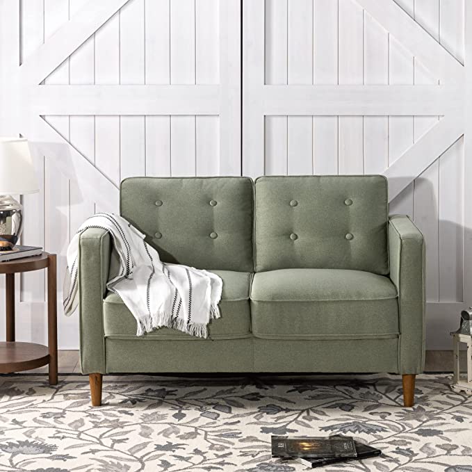 ZINUS Lauren Loveseat / Button Tufted Cushions / Easy, Tool-Free Assembly, Pear Green