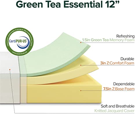 ZINUS 12 Inch Green Tea Essential Memory Foam Mattress