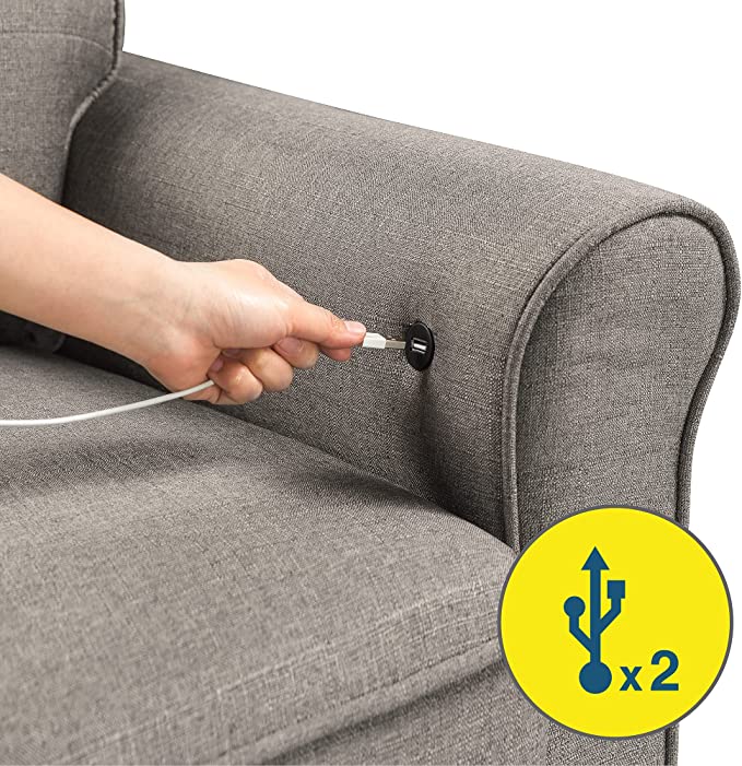 ZINUS Sayan Loveseat with USB Ports / Tool-Free, Easy Assembly, Sand Grey