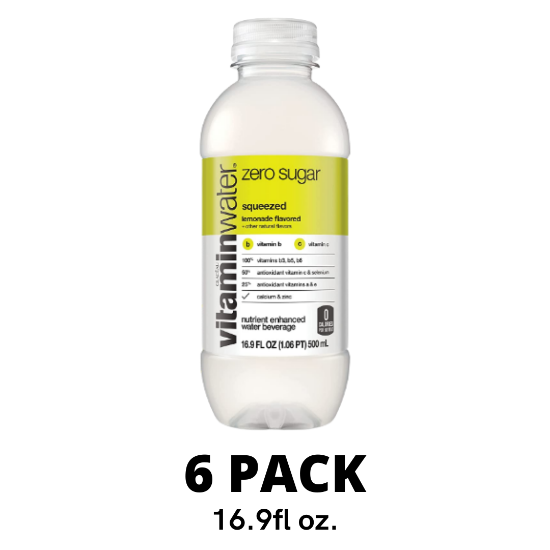 Vitaminwater Zero Squeezed, Electrolyte Enhanced Water with Vitamins, Lemonade Drinks, 16.9 Ounce - Pack of 6