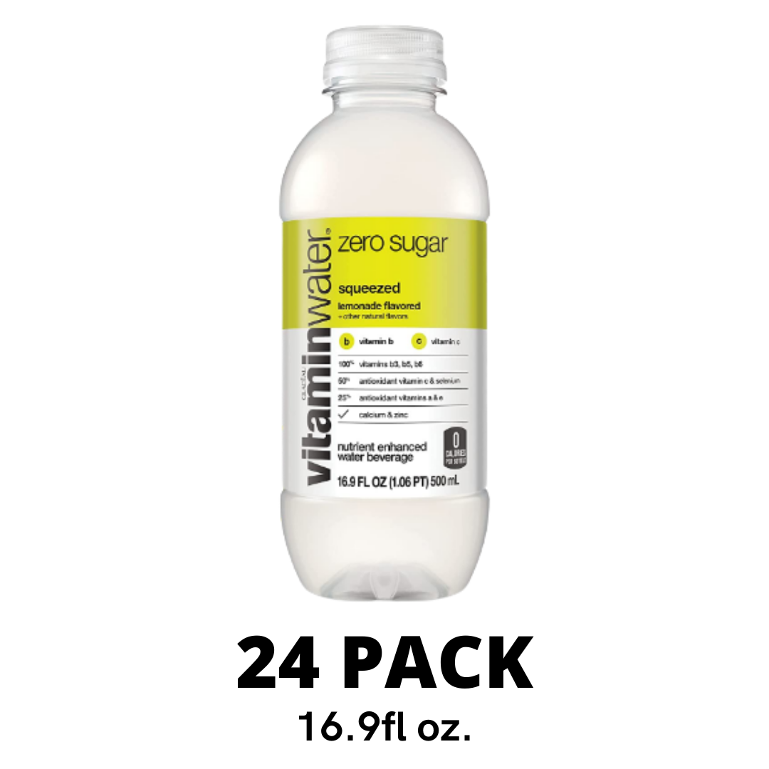 Vitaminwater Zero Squeezed, Electrolyte Enhanced Water with Vitamins, Lemonade Drinks, 16.9 Ounce - Pack of 24