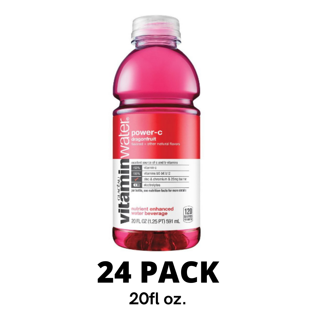 Vitaminwater Power-C, Dragon Fruit Flavored, Electrolyte Enhanced Bottled Water, 20 Ounce - Pack of 24