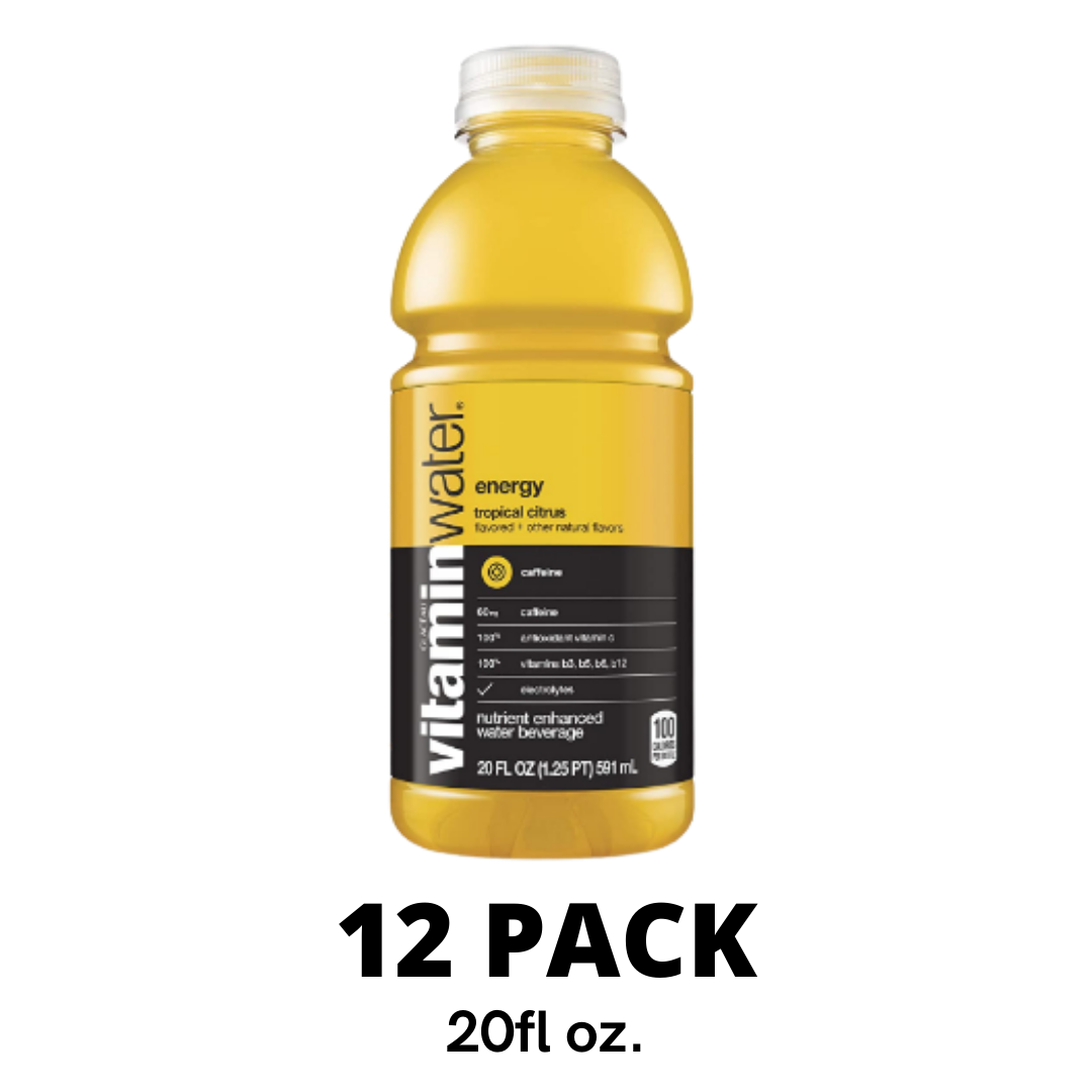 Vitaminwater Energy, Tropical Citrus Flavored, Electrolyte Enhanced Bottled Water, 20 Ounce - Pack of 12
