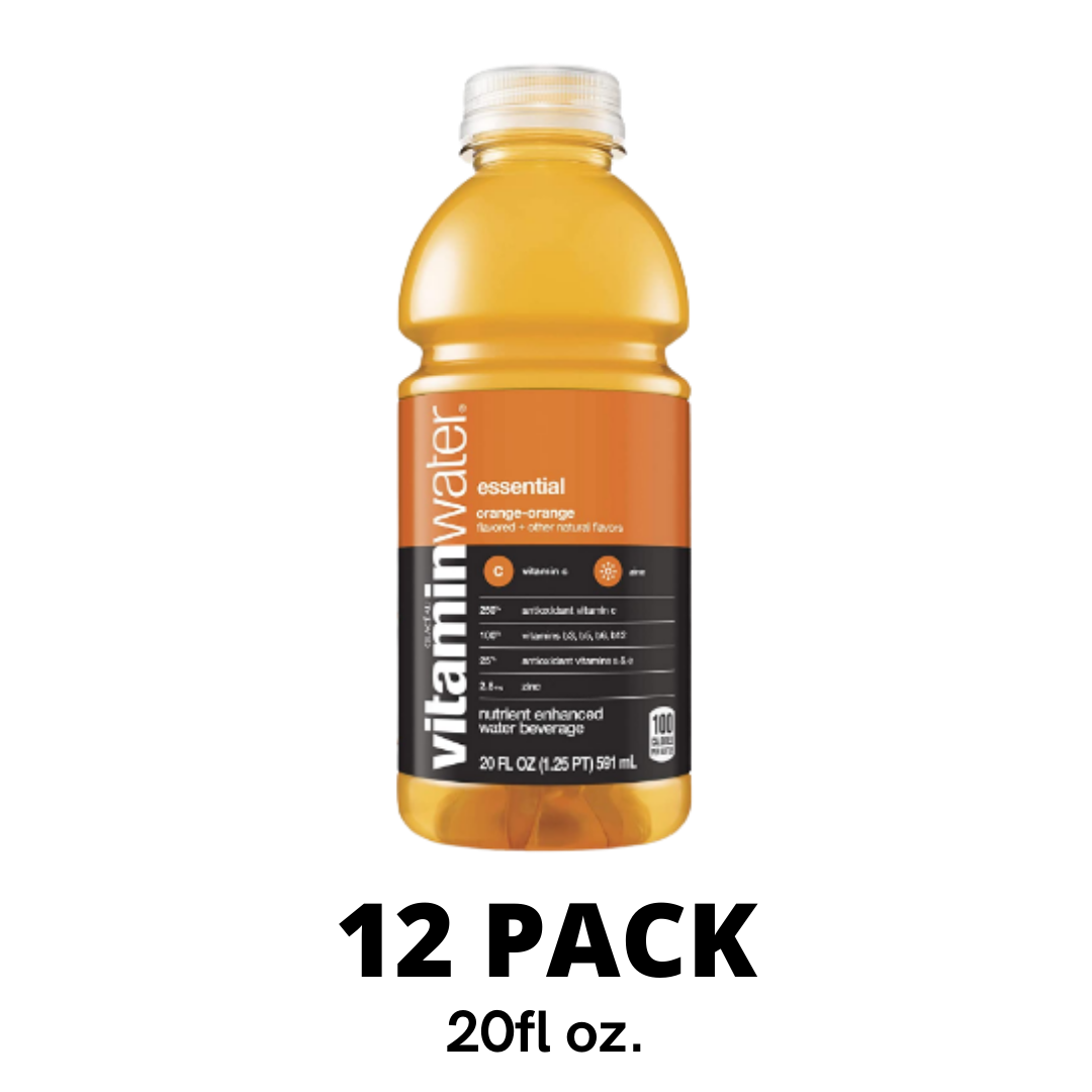 Vitaminwater Essential, Orange-Orange Flavored, Electrolyte Enhanced Bottled Water, 20 Ounce - Pack of 12