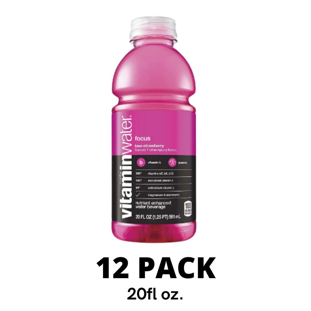 Vitaminwater Focus, Kiwi-Strawberry Flavored, Electrolyte Enhanced Bottled Water, 20 Ounce - Pack of 12