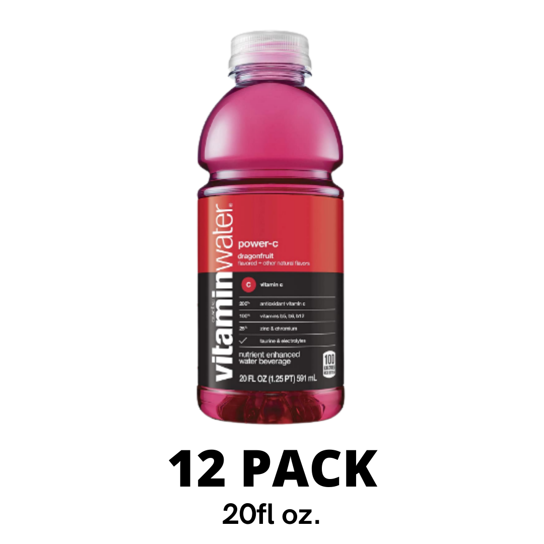 Vitaminwater Power-C, Dragon Fruit Flavored, Electrolyte Enhanced Bottled Water, 20 Ounce - Pack of 12