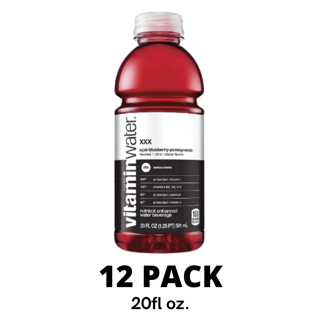 Vitaminwater XXX, Acai-Blueberry-Pomegranate Flavored, Electrolyte Enhanced Bottled Water, 20 Ounce - Pack of 12