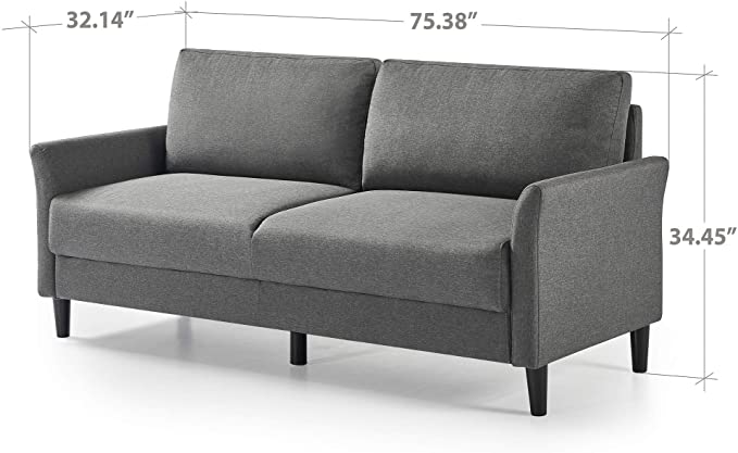 ZINUS Jackie Sofa Couch / Easy, Tool-Free Assembly, Dark Grey