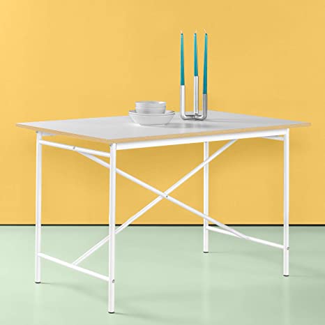 ZINUS Atelier 47 Inch White Frame Dining Table / Kitchen Table for Casual Dining / Easy Assembly