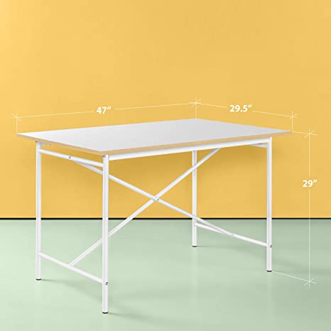 ZINUS Atelier 47 Inch White Frame Dining Table / Kitchen Table for Casual Dining / Easy Assembly