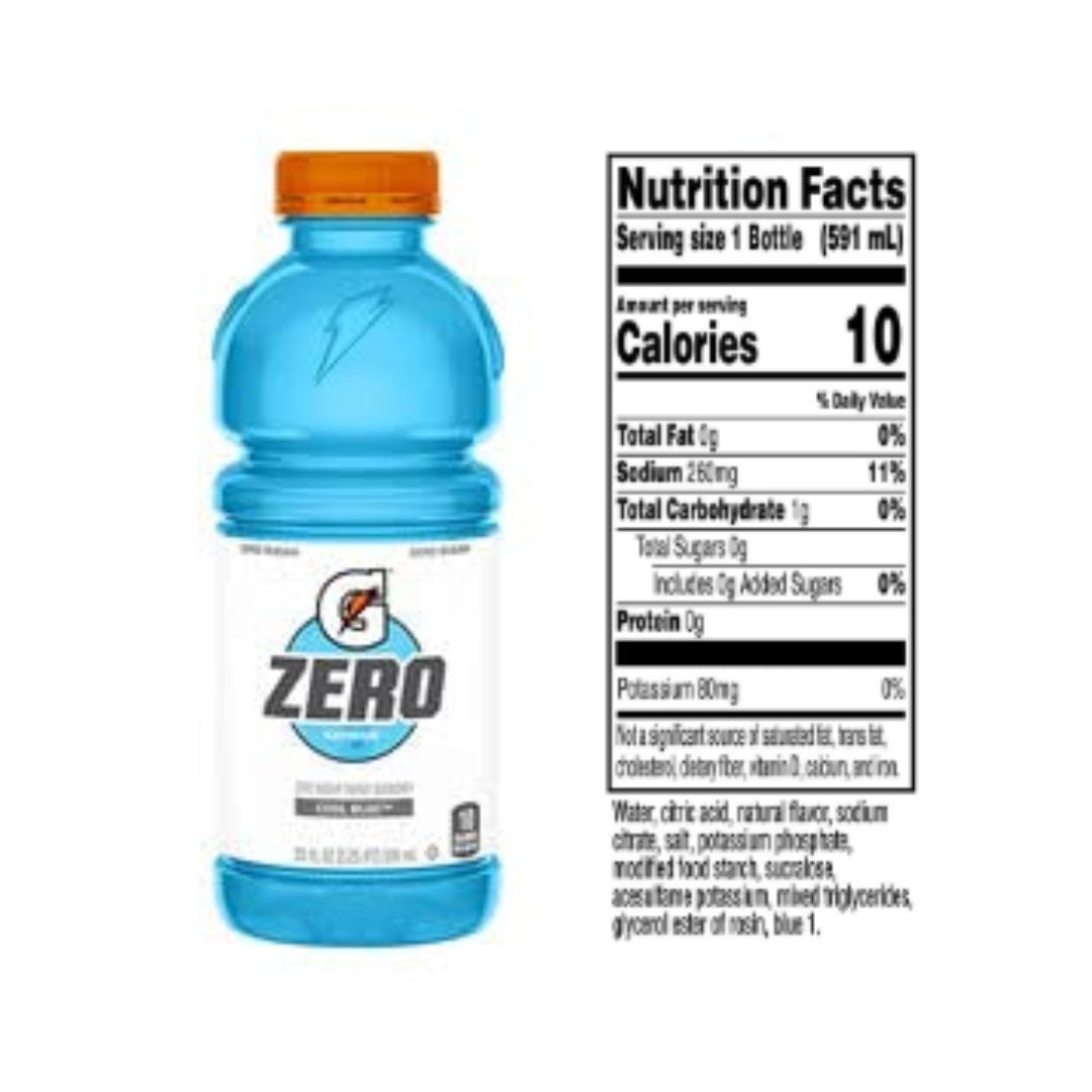 Gatorade G Zero Thirst Quencher, Cool Blue Variety Pack, 20 Ounce - 12 Pack