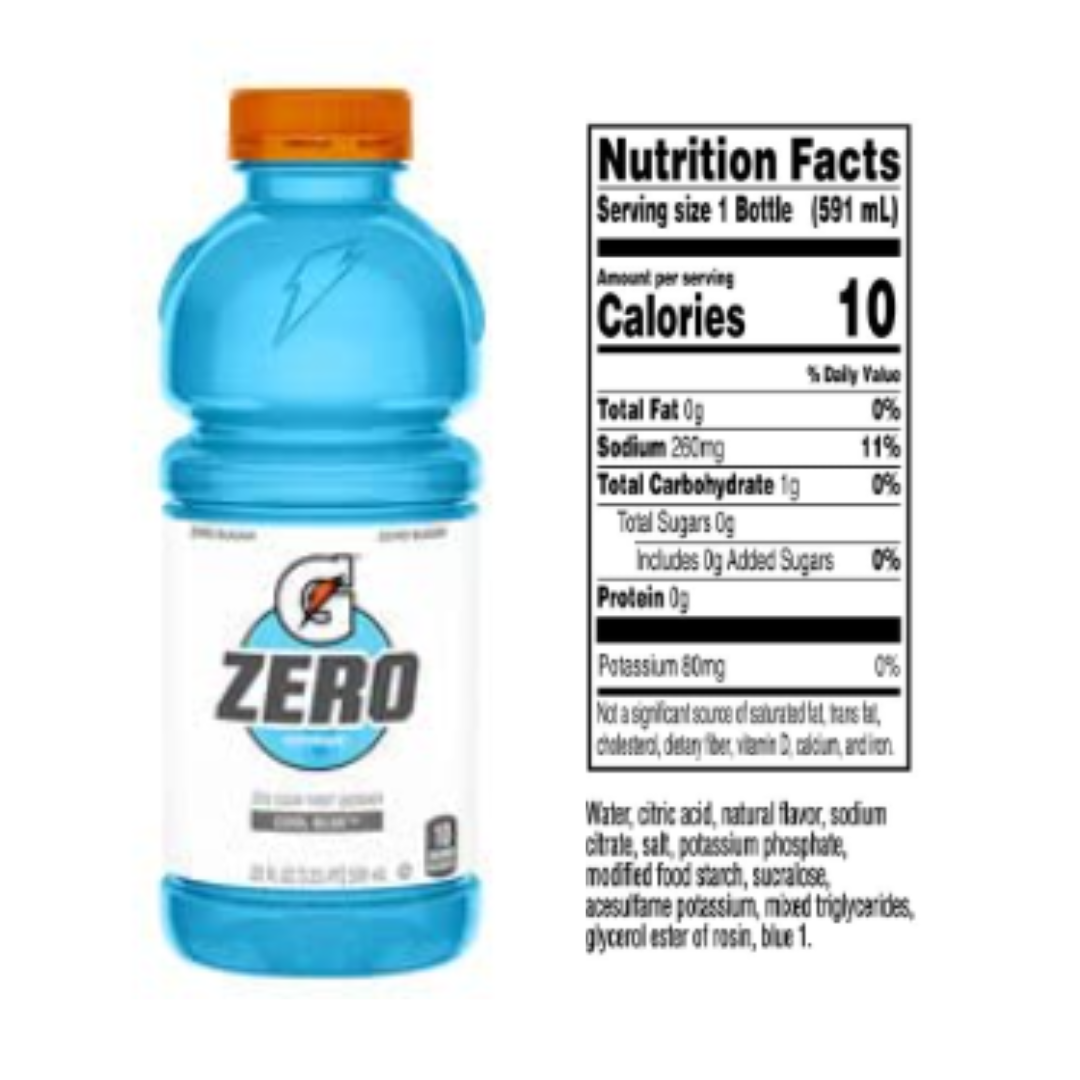 Gatorade G Zero Thirst Quencher, Fruit Punch Variety Pack, 20 Ounce - 12 Pack